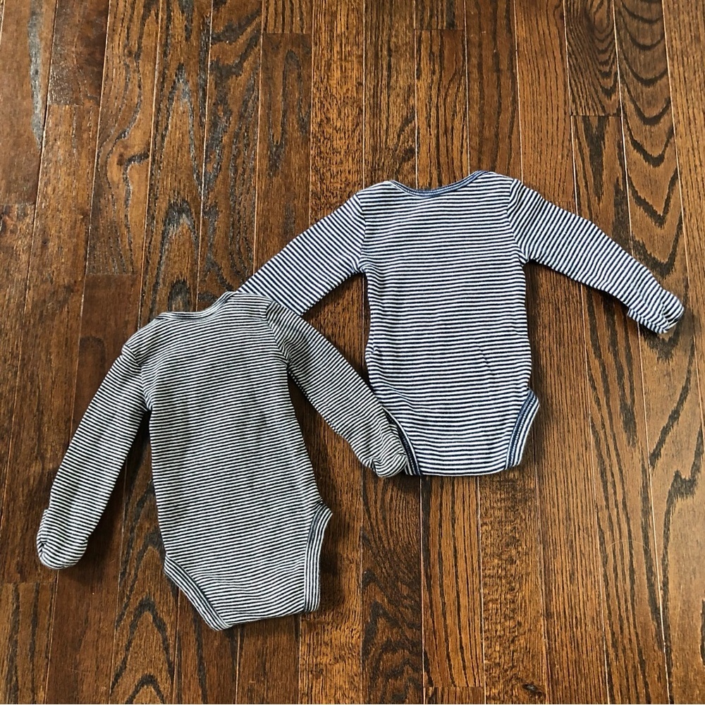 Bundle x2: Carter’s NB Black/Navy Blue/White Striped Long-Sleeve One-Pieces - Picture 9 of 9